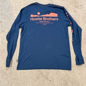 Howler Brothers Men’s Long Sleeve Tshirt Size Medium Heed The call Blue Orange
